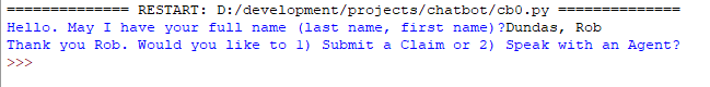 First chatbot run