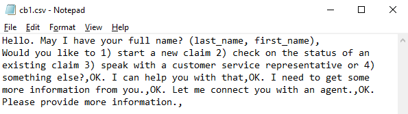 Chatbot 2: CSV file