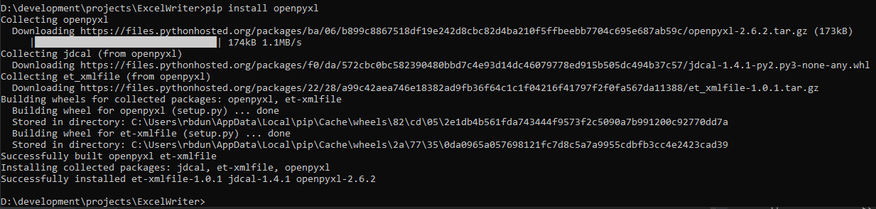 ExcelWriter install XlsxWriter
